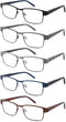 5 Pack Reading Glasses for Men, Blue Light Filtering Metal Full Frame Readers, Anti UV/Glare/Eyestrain