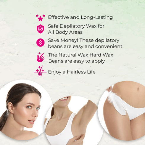 Natural Wax Hard Wax Beans - Professional Use, 100% Organic Hair Removal Wax Beads, Brazilian Waxing