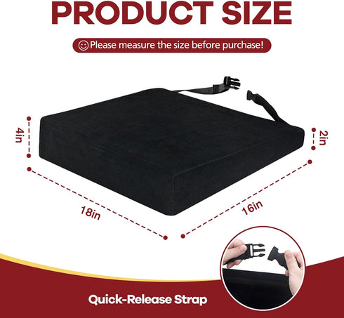 JZHLLA 16 18 2-4 Inch Wedge Wheelchair Seat Cushion Velvet and High Density Foam Wheelchair Cushions with Adjustable