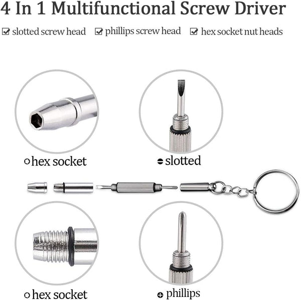 Upgraded Eyeglass Repair Kit with Precision Screwdriver Set, Various Screws, Nose Pads, and Tweezers
