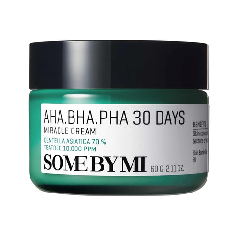 SOME BY MI AHA BHA PHA 30 Days Miracle Cream, 2.02Oz, 60ml, Tea Tree Water for Sensitive Skin