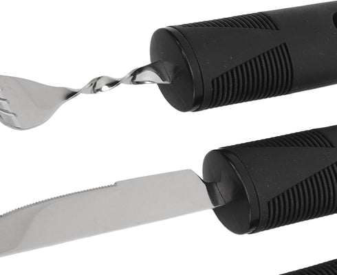 Weighted Utensils Set for Parkinsons Patients, Adaptive Silverware for Hand Tremors, 4Pcs Spoon Fork Knife Built Up