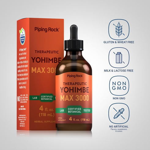 Piping Rock Yohimbe Bark Extract Liquid | 4 Oz | Alcohol Free | Vegetarian, Non-GMO, Gluten Free Supplement for Men &