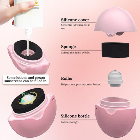 Sunscreen Applicator, Portable Refillable Applicator Roll on Sponge Suncream & Lotion Applicator for Women, Adult, Kid