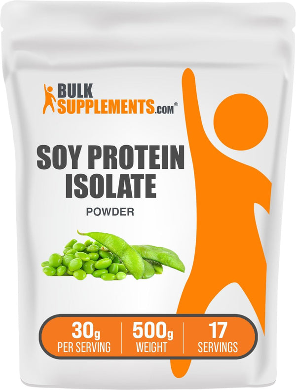 BulkSupplements.com Soy Protein Isolate Powder, Vegan, Unflavored, Gluten Free, 500g (1.1 lbs)