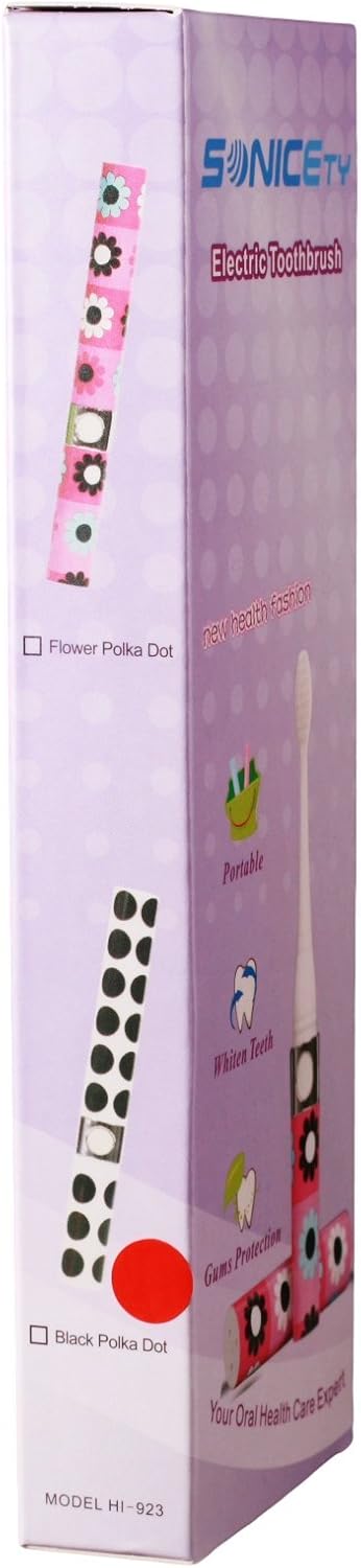 Electric Toothbrush HI-923, Black Polka Dot, Portable/Travel Size