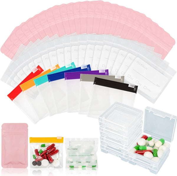 RAINFLOW 114PCS Travel Pill Organizer - Bpa Free Pill Bags for Travel, Pack