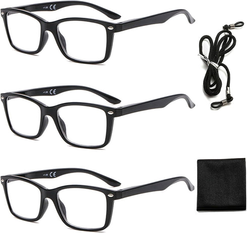 Suertree 3 Pack Reading Glasses for Men Women UV Ray Anti Glare Spring Hinge Readers Aid