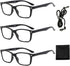 Suertree 3 Pack Reading Glasses for Men Women UV Ray Anti Glare Spring Hinge Readers Aid