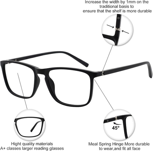 OCCI CHIARI Men’s Blue Light Blocking Reading Glasses, Computer Readers (Various Strengths)
