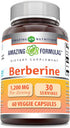 Amazing Formulas Berberine 1200 mg Per Serving Veggie Capsules, Non-GMO, Gluten Free, 60 Count