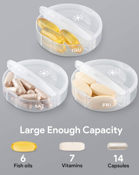 TookMag Pill Organizer 2 Times a Day, Travel Medicine Pill Box, Weekly AM PM Pill Cases for Vitamins and Supplements