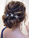 Latious Pack of 3 Bride Wedding Hair Pins, Pearl Bridal Hair Piece with Blue Crystal Hair Clips (Silver)