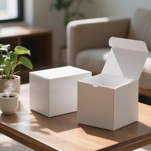SHIPKEY 10 Pack White Cardboard Gift Boxes with Lids, 4x4x4 inch Square Boxes for Party, Wedding, Christmas, Birthdays