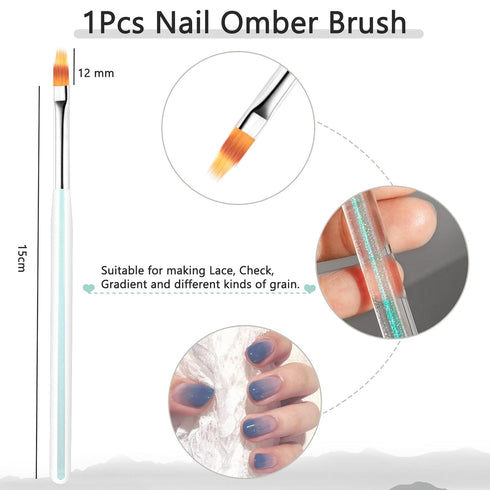 BQAN 5pc Nail Art Brushes - Professional Nail Ombre Brush and Design Painting Brushes Set