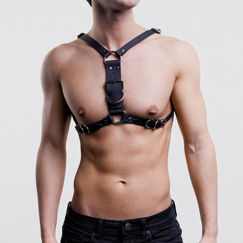 ROIEIIR Adjustable Leather Chest Harness for Men, BDSM Fetish Bondage Gear, Erotic Leather Strap for Couples, Sexy