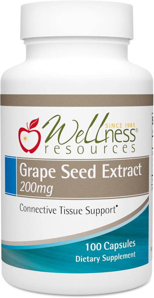 Wellness Resources Grape Seed Extract Supplement - 95% OPC, Supports Collagen Integrity and Immunity, 100 Capsules