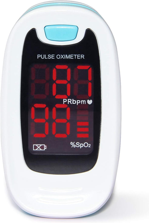 CONTEC CMS50M Fingertip Pulse Oximeter, Blood Oxygen Saturation Monitor with Lanyard in Blue and White