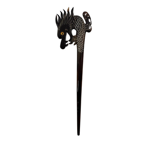 Marycrafts Horn Dragon Carved Hairstick Hair Stick Hair Accessories For Women (Set 2 Pcs. Black)