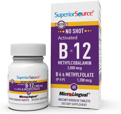 Superior Source No Shot Vitamin B12 Methylcobalamin (2000 mcg) | 60 Ct | Quick Dissolve MicroLingual for Cognitive