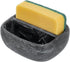 MyGift Modern Black Resin Double Sponge Holder with Marble Pattern for Kitchen Sink