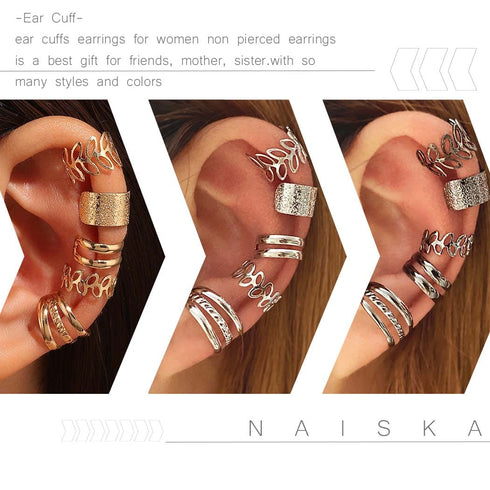 NAISKA 15PCS Hair Jewelry, Braid Beads and Accessories, Non-Piercing Ear Clip, Beard Beads for Women and Men