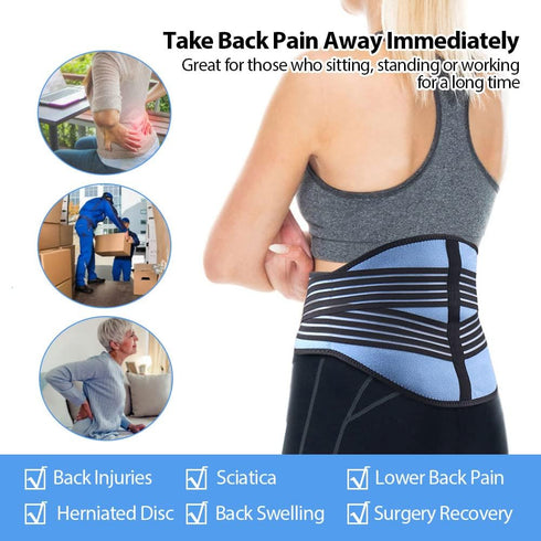 Back Ice Pack for Lower Back Pain Relief with Compression, 2 Gel Packs for Sciatic Pain