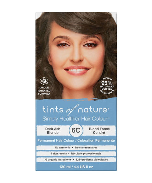 Tints of Nature 6C Dark Ash Blonde Permanent Hair Dye, Ammonia-Free, 4.4 fl oz