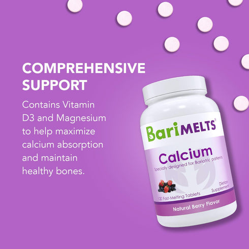 BariMelts Calcium Citrate with Vitamin D3 and Magnesium, 120 Smooth-Dissolving Tablets, 1 Month Supply