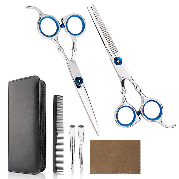 Professional Home Hair Cutting Kit - Haircutting Scissors, Thinning Shears Kit with Comb and Case for Men & Women