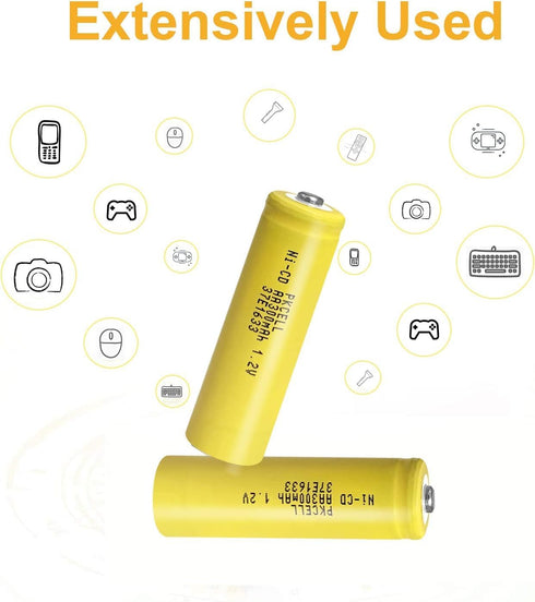 PKCELL 4 Pack 1.2V 300mAh Lights(4PCS) AA NICD Rechargeable Button Top Battery for Solar