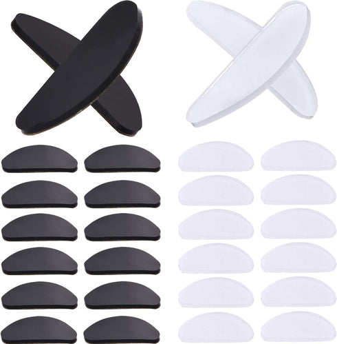 TOODOO 18 Pairs Eyeglasses Nose Pads - Adhesive Silicone Anti-Slip for Glasses & Sunglasses (Transparent & Black, 1mm)