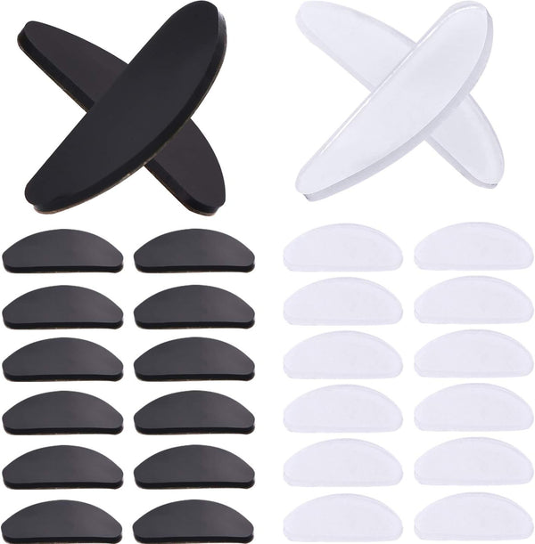 TOODOO 18 Pairs Eyeglasses Nose Pads - Adhesive Silicone Anti-Slip for Glasses & Sunglasses (Transparent & Black, 1mm)