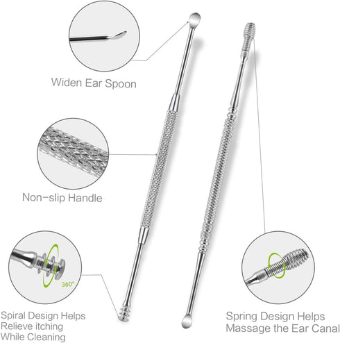 4 Pack Ear Pick with Light - Ear Cleaner Tool Kit for Kids and Adults with Storage Box