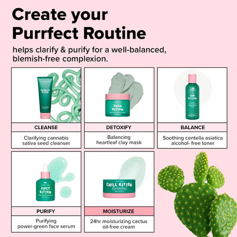 I DEW CARE Heartleaf Face Cream - Chill Kitten, Moisturizer with Moringa Seed, Prickly Pear, Aloe Vera Gel