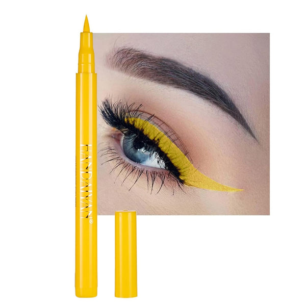 Liquid Vegan Eyeliner Pencil, Colorful Neon, Long-lasting Waterproof Smudge Proof Makeup Gift for Women (yellow#3)
