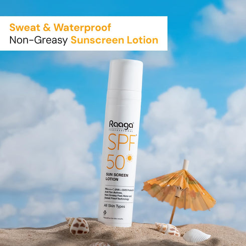 SPF 50 Sunscreen Lotion | 55 ml (1.86 Fl Oz) | with Broad Spectrum UVA & UVB Rays Protection | Waterproof & Non Greasy Sunblock Lotion