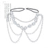 Vintage Flapper Head Chain, Masquerade Mask Headpiece, Wedding Bride Hair Jewelry for Women (Boho-Silver)