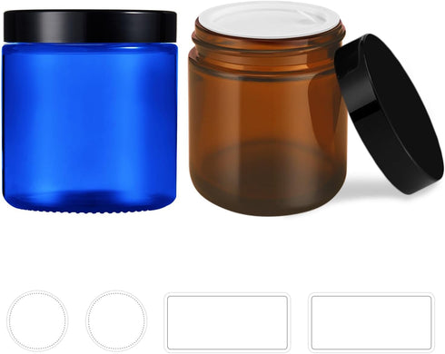 Tecohouse 4 oz Glass Containers with Lids, 2 Pack Mini Travel Toiletries Container for Slime, Makeup, Cream