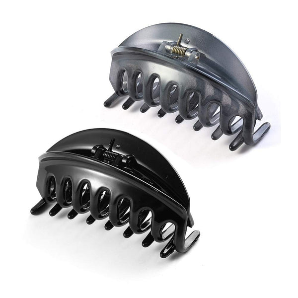 Premium Chic Styling Hair Claw Clip, Strong Holding Power Hair Grip for Thick Hair - Black & Gray
