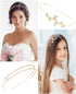 Wecoe 4 Pack AB Rhinestone Headbands, Gold Metal Headbands, Flower Girl Bridal Wedding Headband