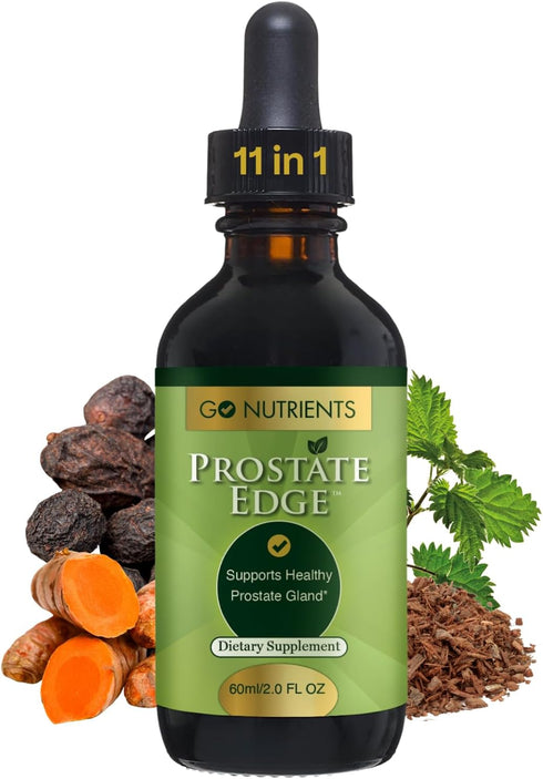 Go Nutrients Prostate Edge - Saw Palmetto & Pygeum Extract Supplement for Men’s Prostate Health, 2oz