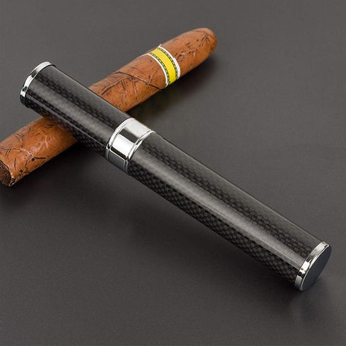 Carbon Fiber Cigar Case Tube, Super Slim Light Travel Case for Cigar Carrying Holders (Humidors Black, One Figure)