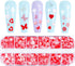 Valentines Nail Glitters Holographic Heart Sequins Mixed Design Nail Art Stickers Decals for Manicure (12Girds)