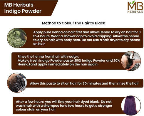 MB Herbals Indigo Powder 8 oz / 227 Gram - 100% Pure Organically Grown Indigo from Tamilnadu India - Natural Green