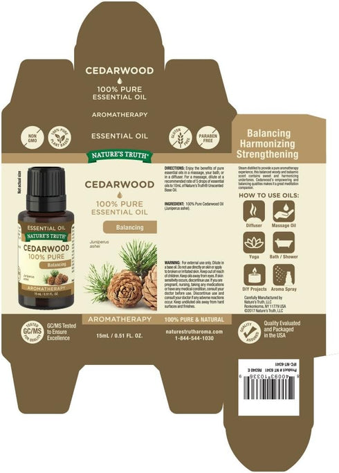 Nature's Truth Vitamins Essential Oil, Cedarwood - 0.51 Fl Oz
