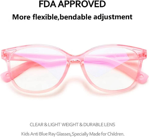 Blue Light Glasses for Kids Girls Boys with Cute Car Case, UV400 Protection, Anti Blue Ray Age 3-12