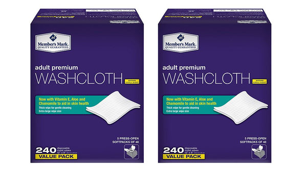 MEMBERS MARK Adult Premium eacnE Disposable Washcloth Value Pack, 240 Count (2 Pack)