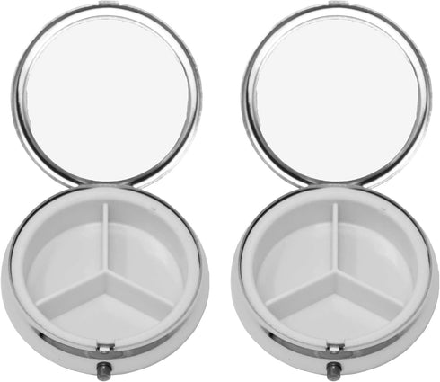 Set 2 of Circular Triple-Compartment Pocket Purse Pill Box & Organizer with Insert (Peridot Gemstones)