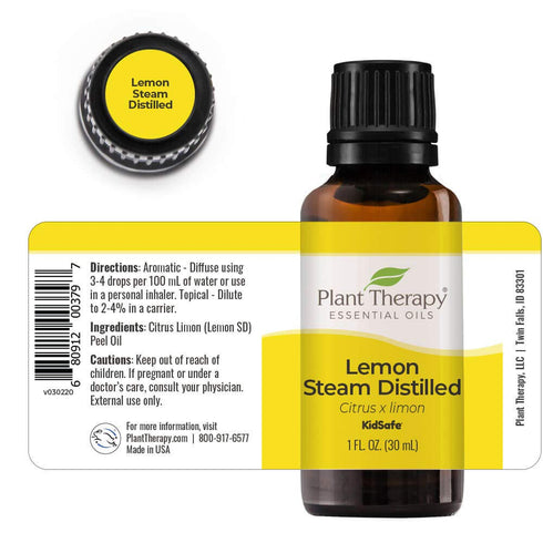 Plant Therapy Lemon Steam Distilled Essential Oil, 30 mL (1 oz), 100% Pure, Therapeutic Grade